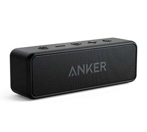 Anker SoundCore 2 Bluetooth Lautsprecher, Fantastischer Sound, Enormer Bass mit Dualen Bass-Treibern, 24h Akku, Verbesserter IPX7 Wasserschutz, Kabelloser Lautsprecher für iPhone, galaxy usw.(Schwarz)