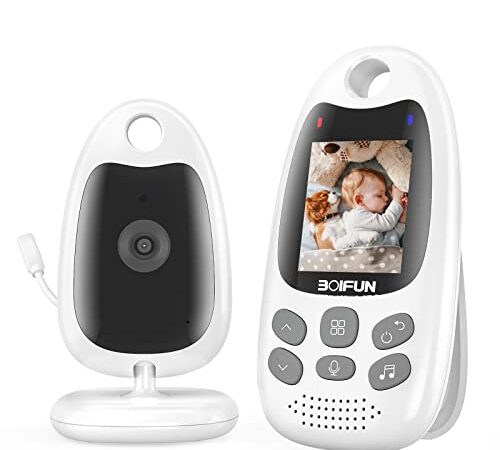 BOIFUN Babyphone mit Kamera Tragbares 2,4 Ghz Nachtsicht-Video-Babyfon Vox-Funktion und Intelligentes Standby Temperatursensor Gegensprechanlage Schlaflieder Lange Akkulaufzeit