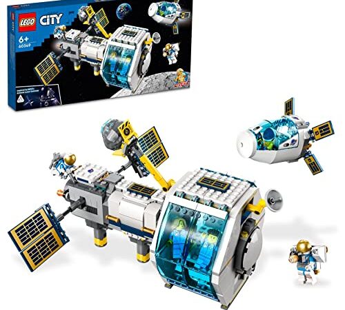 LEGO 60349 City Mond-Raumstation Weltraum-Spielzeug aus der LEGO NASA Serie mit Astronauten-Minifiguren, ab 6 Jahre