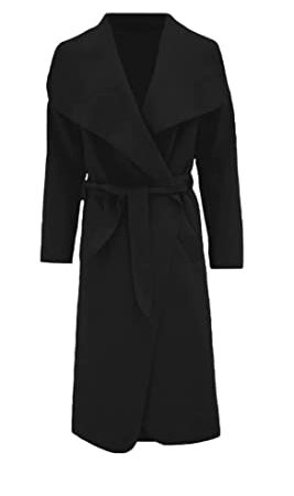 Generisch Damen Trenchcoat,Wasserfall Mantel (BLACK) einheitsgrösse