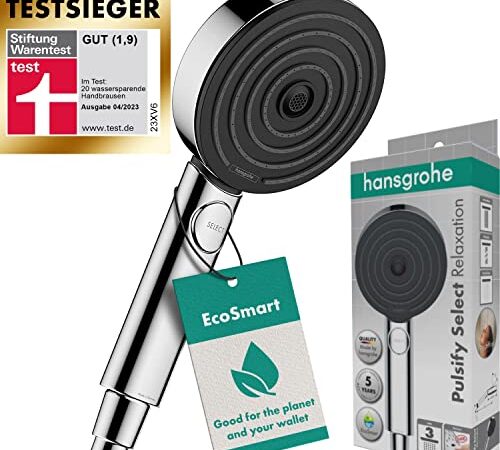 hansgrohe Duschkopf Pulsify Select S, Duschbrause wassersparend, 3 Strahlarten Relaxation, Antikalk-Funktion, Chrom