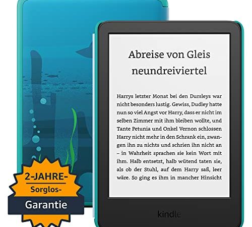 Kindle Kids (2022) – Mit Zugriff auf über tausend Bücher, Hülle und 2 Jahren Sorglos-Garantie – Ozean-Entdecker-Design