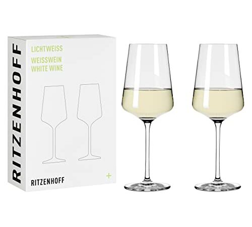 Ritzenhoff 6111006 Weißweinglas 400 ml – Serie Lichtweiss 2 Stück im Geschenk-Set - stilvoll-modern Made in Germany, Transparent