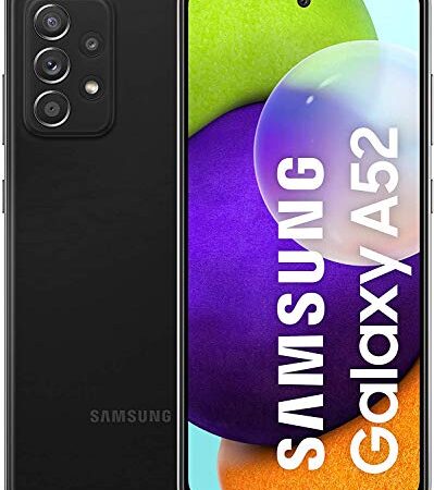 Samsung Galaxy A52 Smartphone, 6,5-Zoll-FHD+ Infinity-O-Display, 6 GB RAM und 128 GB erweiterbarer interner Speicher, 4.500-mAh-Akku und ultraschnelles Aufladen schwarz