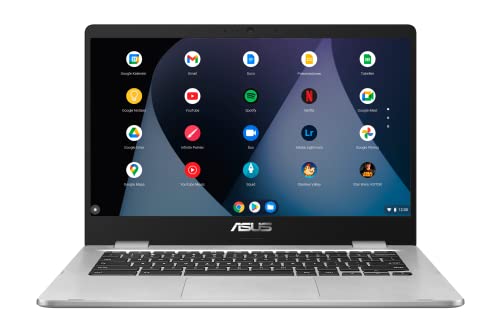 ASUS Chromebook Laptop | 14" HD Anti-Glare Display | Intel Celeron N3350 | 4 GB RAM | 64 GB eMMC | Intel HD 500 | ChromeOS | QWERTZ Tastatur | Silver