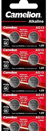 Batterie Knopfzelle LR44 Camelion Plus, 10 Stück (1er Pack)