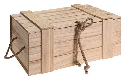 Meinposten Holzkiste mit Deckel Kiste Schatzkiste Schatztruhe Holzkasten Holz braun Truhe mit Deckel (H 15 x B 36 x T 26 cm)