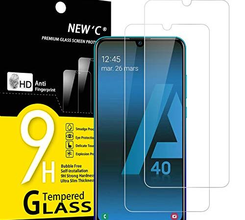 NEW'C 2 Stück, Panzer Schutz Glas für Samsung Galaxy A40 (SM-A405F), Frei von Kratzern, 9H Härte, HD Displayschutzfolie, 0.33mm Ultra-klar, Ultrabeständig