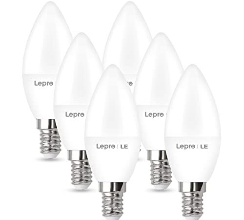 Lepro E14 LED, E14 LED Warmweiss, LED E14 4.9W, Glühbirne E14 470 Lumen, 6er-Pack, ersetzt 40W Birne, C35 2700K Warmweiß Glühlampe E14, 240° Leuchtmittel E14, Kerzenleuchten