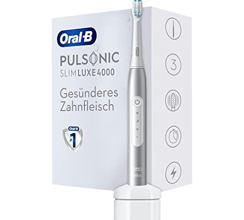 Oral-B Pulsonic Slim Luxe 4000 Elektrische Schallzahnbürste/Electric Toothbrush, 3 Putzmodi für Zahnpflege und gesundes Zahnfleisch, Geschenk Mann/Frau, platin