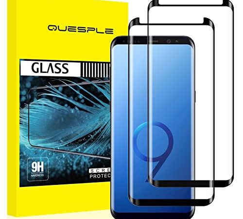 QUESPLE [2 Stück] Panzerglas Schutzfolie für Samsung Galaxy S9, Anti-Kratzen, Ultra-klar, Anti-Bläschen, 3D-Vollständige Abdeckung Gehärtetem Glas Displayschutzfolie für Galaxy S9