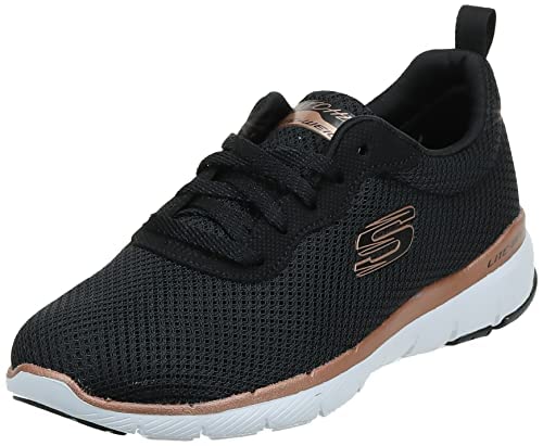 Skechers Damen Flex Appeal 3.0 First Insight Sneaker, Black Mesh Rose Gold Trim, 38 EU