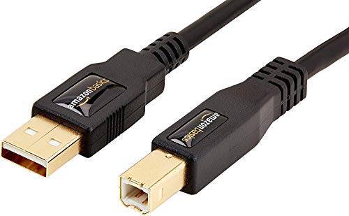 Amazon Basics, USB-2.0-Kabel kompatible mit Drucker, Typ A auf Typ B, mit vergoldeten Anschlüssen, 3 m, Schwarz