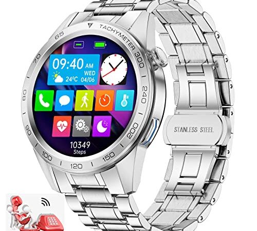 LIGE Smartwatch Herren mit Telefonfunktion,1.32 Zoll HD Voll Touchscreen Armbanduhr Herren Smartwatch mit Pulsmesser Schlafmonitor Schrittzähler,IP67 Wasserdicht Fitness Armbanduhr Silber