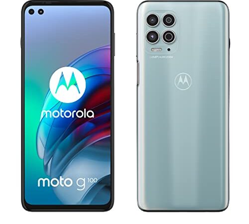 Motorola moto g100 Smartphone (6,7" - Display, 64-MP-Kamera, 8/128 GB, 5000 mAh, Android 11) Magic Weiss, inkl. Docking-Station [Exkl. bei Amazon]