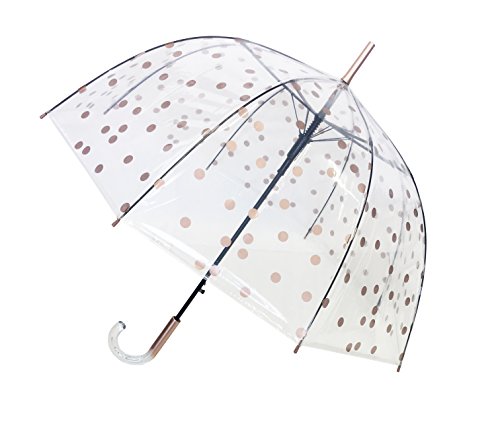 SMARTBULLE Transparenter Langer Regenschirm - Glockenform; Stabil; Automatische Öffnung; Durchmesser=85cm; Transparenter Griff; Regenschirm für Frauen/Damen; Muster KUPFERPFEIFE