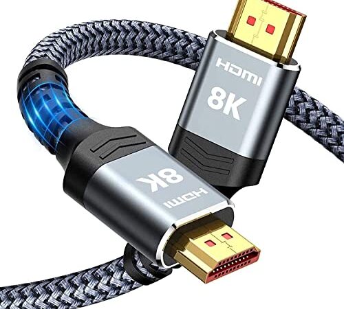 SNOWKIDS HDMI 2.1 Kabel 2m 8K, 8K@60Hz 48Gbps HDMI Kabel 4K@120Hz 7680P, für PS5 Konsole, DTS: X, HDCP 2.2&2.3, HDR 10, eARC, kompatibel mit PS5/4/3 X-BOX HDTV